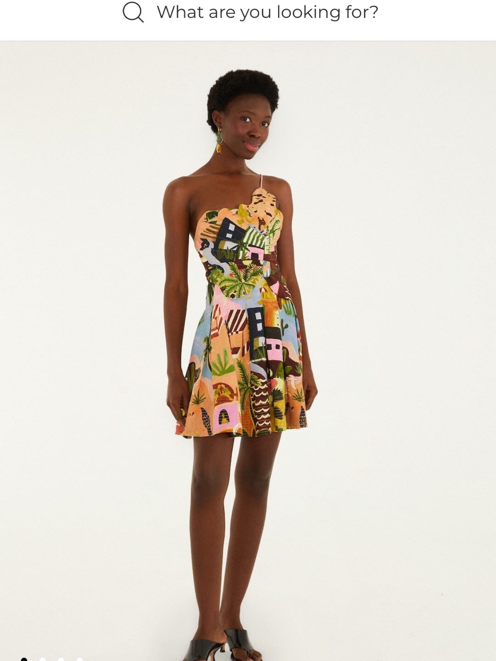 FARM rio multicolor tropical painting mini dress
